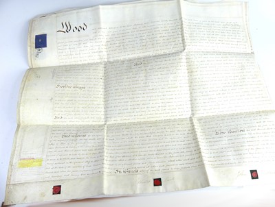 Lot 2036 - A metal deed box with contents of mainly...