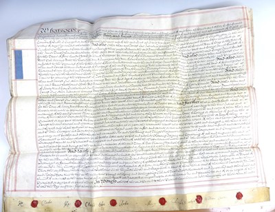 Lot 2036 - A metal deed box with contents of mainly...