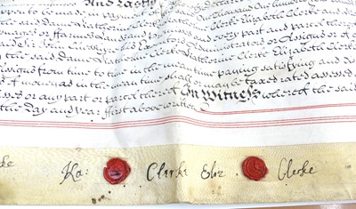 Lot 2036 - A metal deed box with contents of mainly...