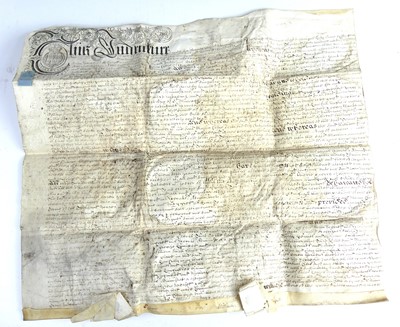 Lot 2036 - A metal deed box with contents of mainly...