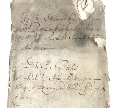 Lot 2036 - A metal deed box with contents of mainly...