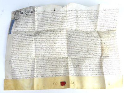 Lot 2036 - A metal deed box with contents of mainly...