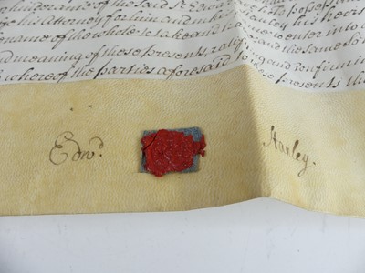 Lot 2036 - A metal deed box with contents of mainly...