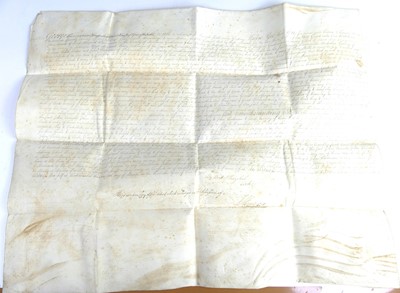 Lot 2036 - A metal deed box with contents of mainly...