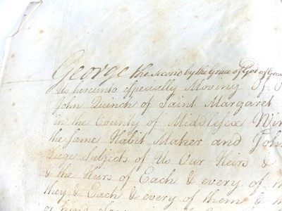 Lot 2036 - A metal deed box with contents of mainly...