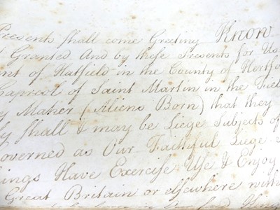 Lot 2036 - A metal deed box with contents of mainly...