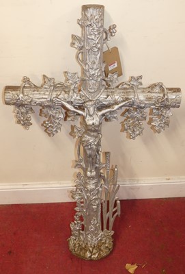 Lot 1148 - A 19th century French cast iron crucifix, with...