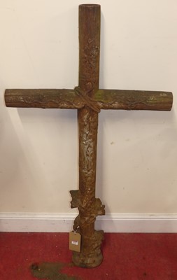 Lot 1149 - A large 19th century French cast iron crucifix,...