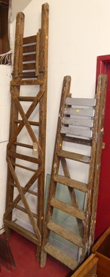 Lot 1153 - Two vintage stained beech and pitch pine...