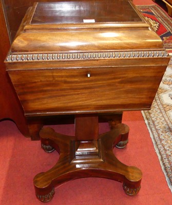 Lot 1179 - A William IV mahogany hinge topped work table,...
