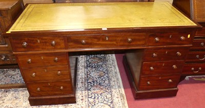 Lot 1193 - A Victorian mahogany twin pedestal writing...