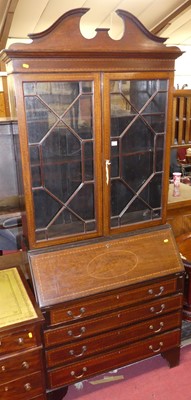Lot 1194 - An Edwardian mahogany and chequer inlaid...