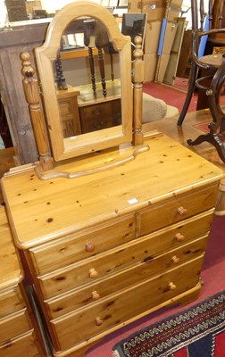 Lot 1202 - Modern pine bedroom furniture, to include; a...