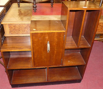 Lot 1207 - An Art Deco walnut stepped bookshelf, having...