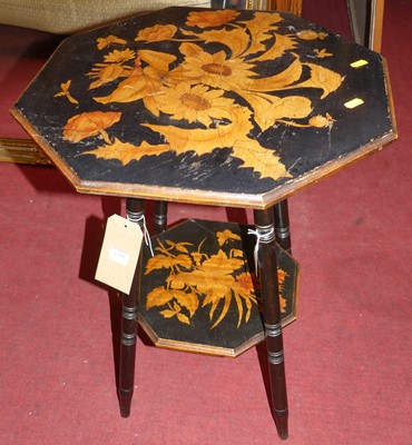 Lot 1210 - An Edwardian octagonal floral penwork and...