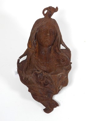 Lot 101 - A cast iron head & shoulders wall mounted bust...