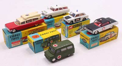Lot 1801 - Corgi Toys group of 5 emergency diecasts to...