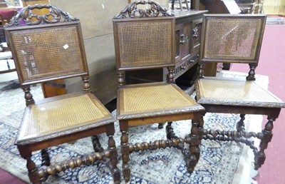 Lot 1222 - A set of six circa 1900 Belgian carved oak...