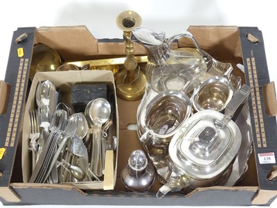 Lot 138 - An Edwardian silver plated three-piece tea set,...