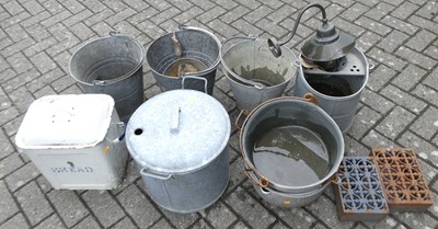 Lot 1277 - A collection of galvanised metal swing handled...