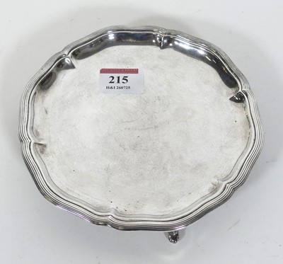 Lot 215 - A George V silver card waiter, having a...