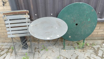 Lot 1280 - A grey painted metal circular X-frame folding...