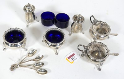 Lot 217 - A George V and later matched silver six piece...