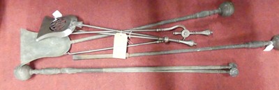 Lot 1229 - Steel fire tools to include; shovel, poker,...