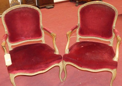 Lot 1240 - A pair of provincial French painted beech...
