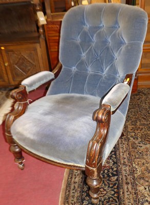 Lot 1246 - A mid-Victorian mahogany framed and buttoned...