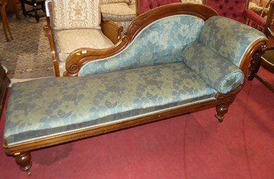 Lot 1261 - A mid-Victorian mahogany framed chaise longue,...