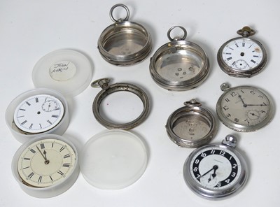 Lot 343 - A collection of pocket watch parts, to include...