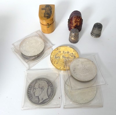 Lot 355 - A Victorian mauchlin ware thimble case,...