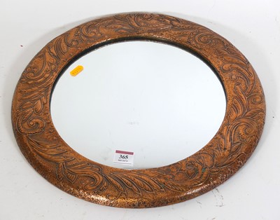 Lot 365 - A reproduction repousse decorated copper...