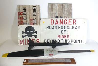 Lot 366 - A painted metal sign inscribed 'Danger Road...