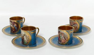 Lot 417 - A set of four Vienna porcelain coffee cans,...