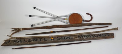 Lot 395 - A group of three antler handled walking sticks,...