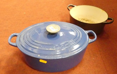 Lot 455 - A Le Creuset blue stock pot; together with a...