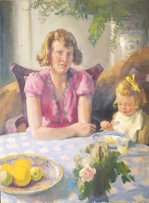 Lot 1004 - Early British school - At Breakfast, oil on...