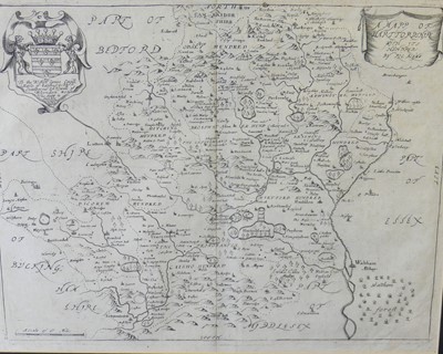 Lot 1028 - Three various county maps of Hertfordshire;...