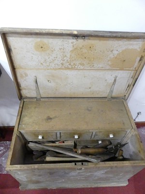 Lot 457 - A Victorian pine carpenter's tool chest, the...