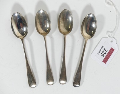 Lot 225 - A set of four George V silver coffee spoons in...