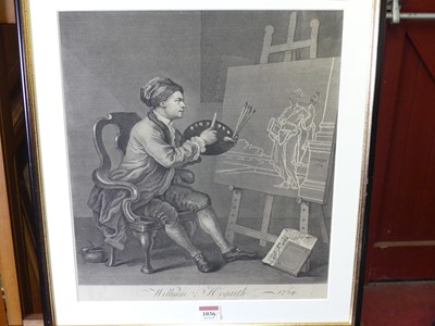 Lot 1036 - After William Hogarth - Portrait of the artist,...