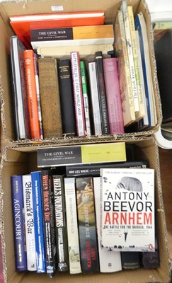 Lot 472 - Two boxes containing a quantity of military...