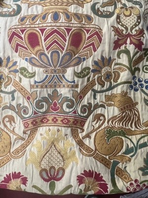 Lot 486 - A pair of bespoke tapestry curtains, in Voyage...