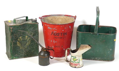 Lot 115 - A red fire bucket marked 'Austin Motor Co',...