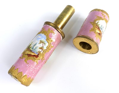 Lot 2385 - A South Staffordshire enamel bodkin case, late...