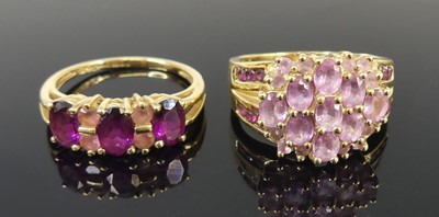 Lot 2636 - Two 9ct gold rings, one being a yellow gold...