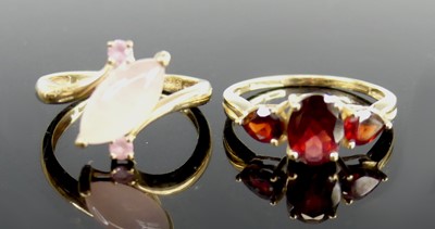 Lot 2685 - Two 9ct gold rings, being a yellow gold, rose...