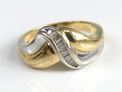 Lot 2686 - A yellow and white metal diamond multi-strand...